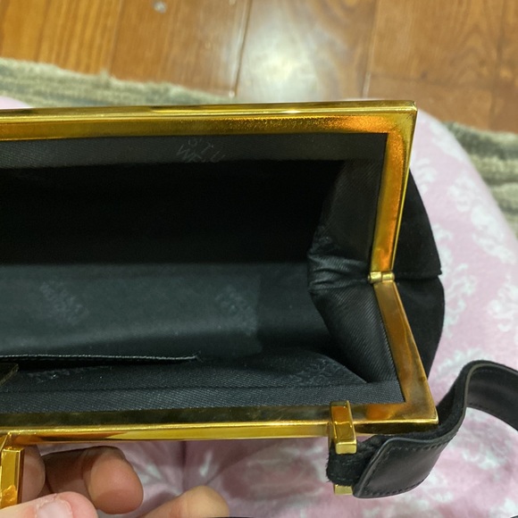 💕 Stuart weitzman black suede framus blasue dressy vintage handbag EUC  💕 - Picture 11 of 12